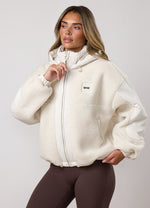 Gym King Fleece/Woven Jacket - Cream thumbnail
