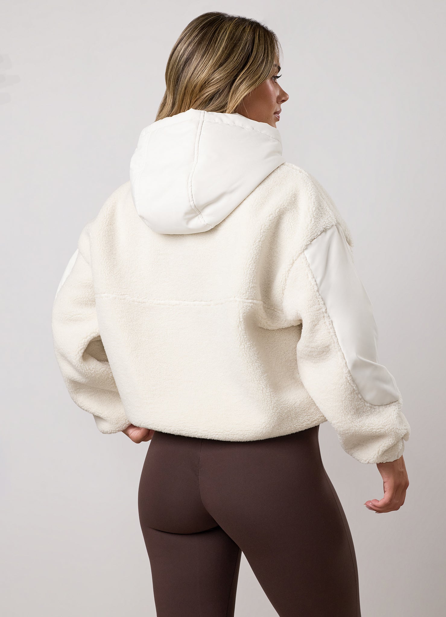Gym King Fleece/Woven Jacket - Cream