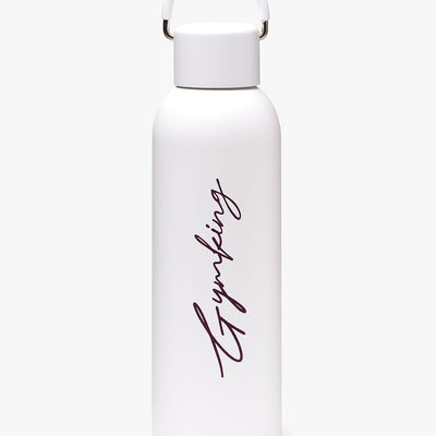 Gym King Stainless Steel Script Water Bottle - Cream/Fig