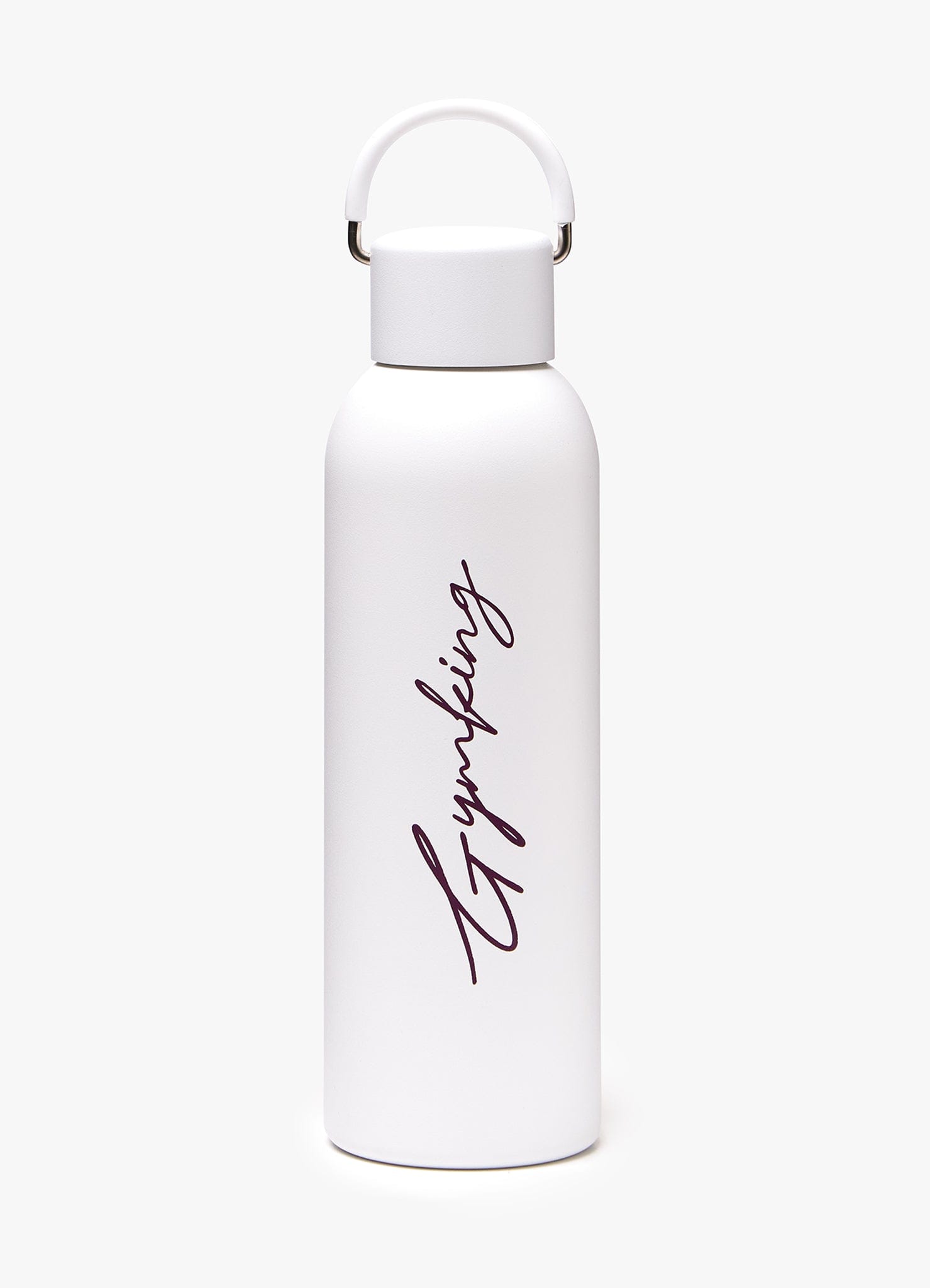 Gym King Stainless Steel Script Water Bottle - Cream/Fig