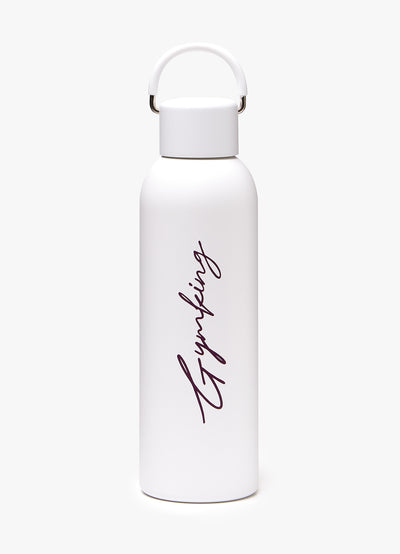 Gym King Stainless Steel Script Water Bottle - Cream/Fig