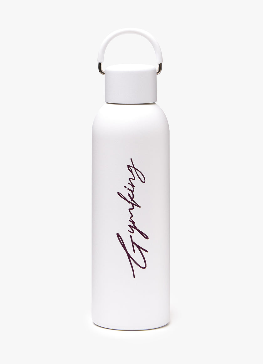 Gym King Stainless Steel Script Water Bottle - Cream/Fig