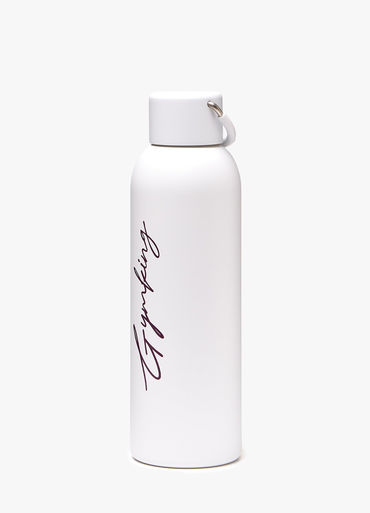 Gym King Stainless Steel Script Water Bottle - Cream/Fig