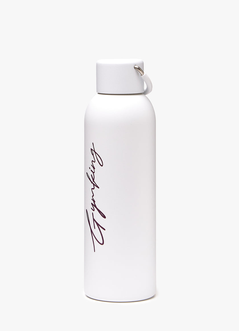 Gym King Stainless Steel Script Water Bottle - Cream/Fig