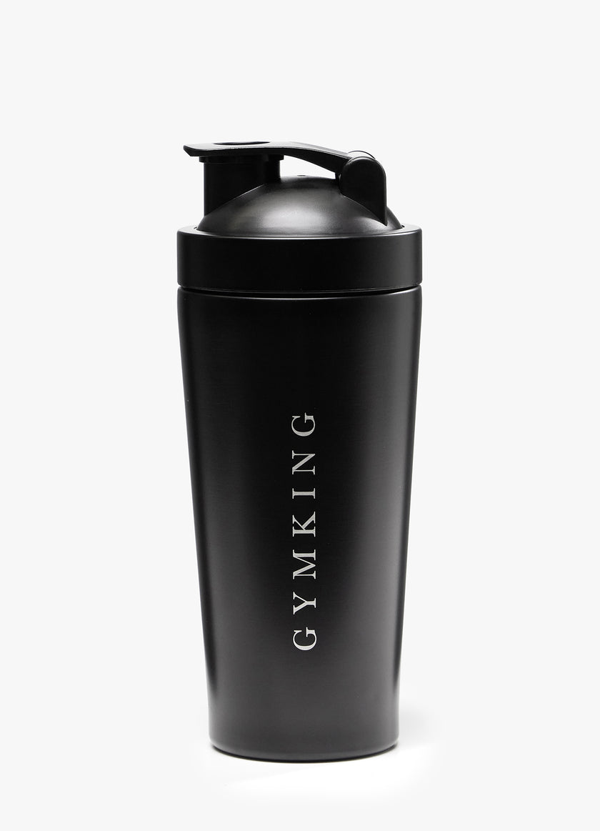Gym King Stainless Steel Linear Protein Shaker - Black
