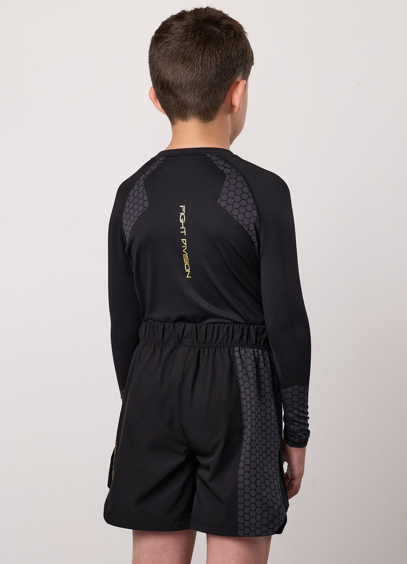 Gym King Kids Combat Long Sleeve Rash Guard - Black