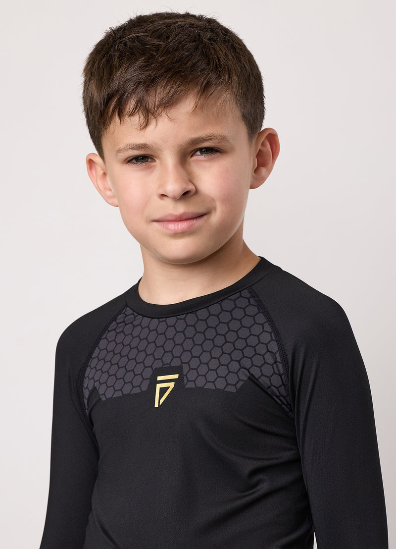 Gym King Kids Combat Long Sleeve Rash Guard - Black