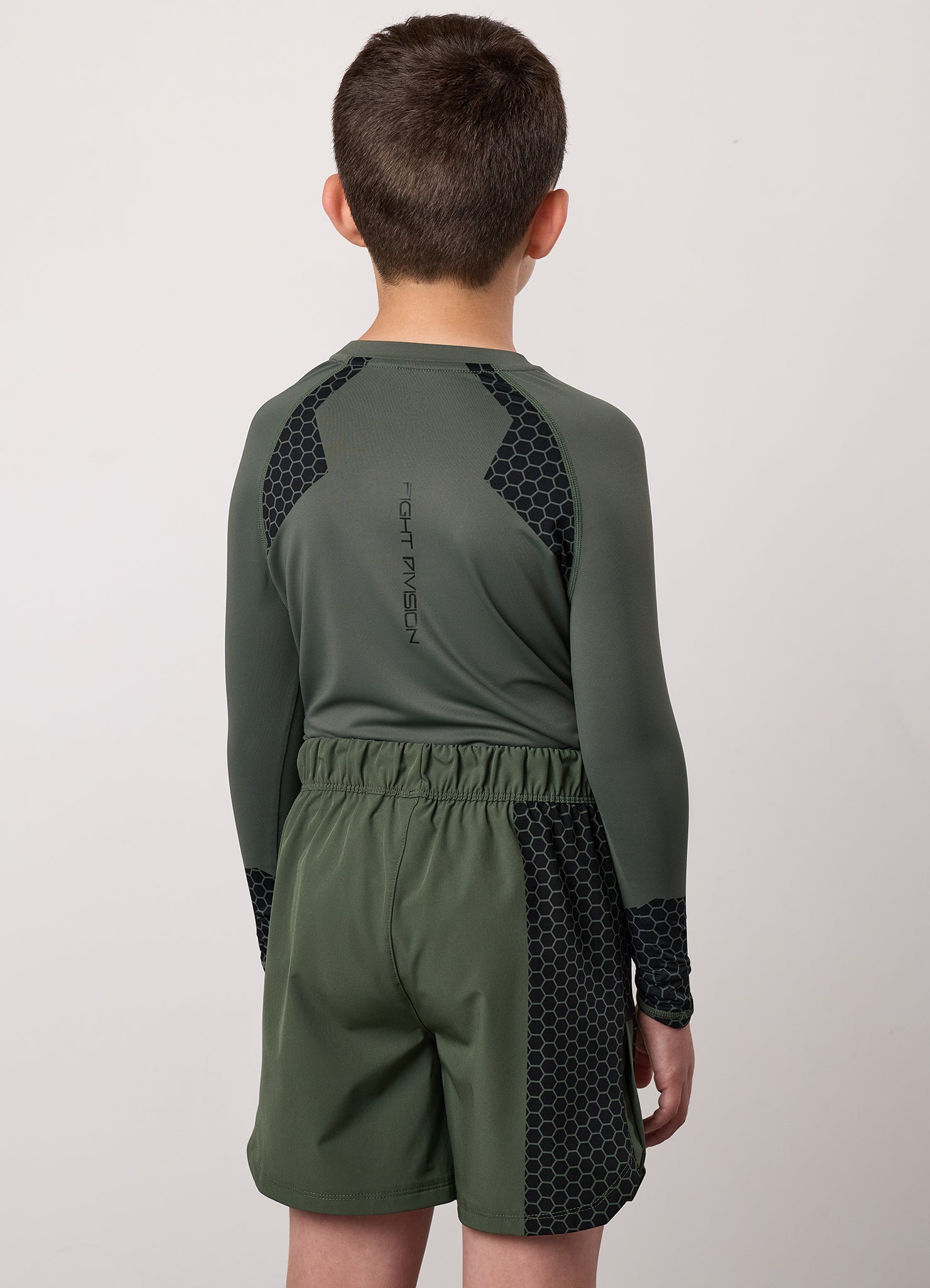 Gym King Kids Fight Division Combat Long Sleeve Rash Guard - Deep Olive