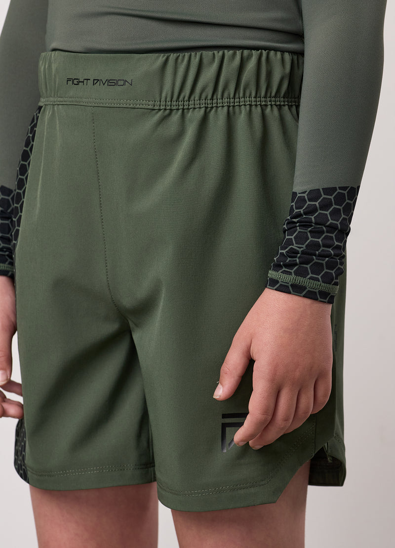 Gym King Kids Combat Short - Deep Olive