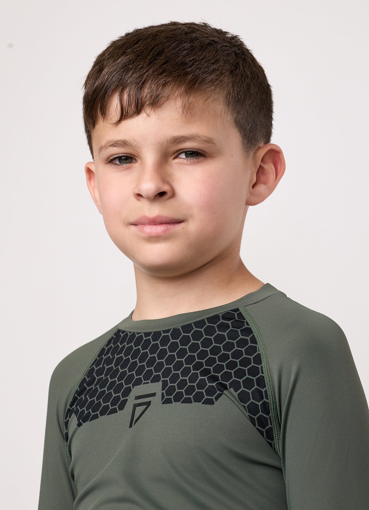 Gym King Kids Combat Long Sleeve Rash Guard - Deep Olive