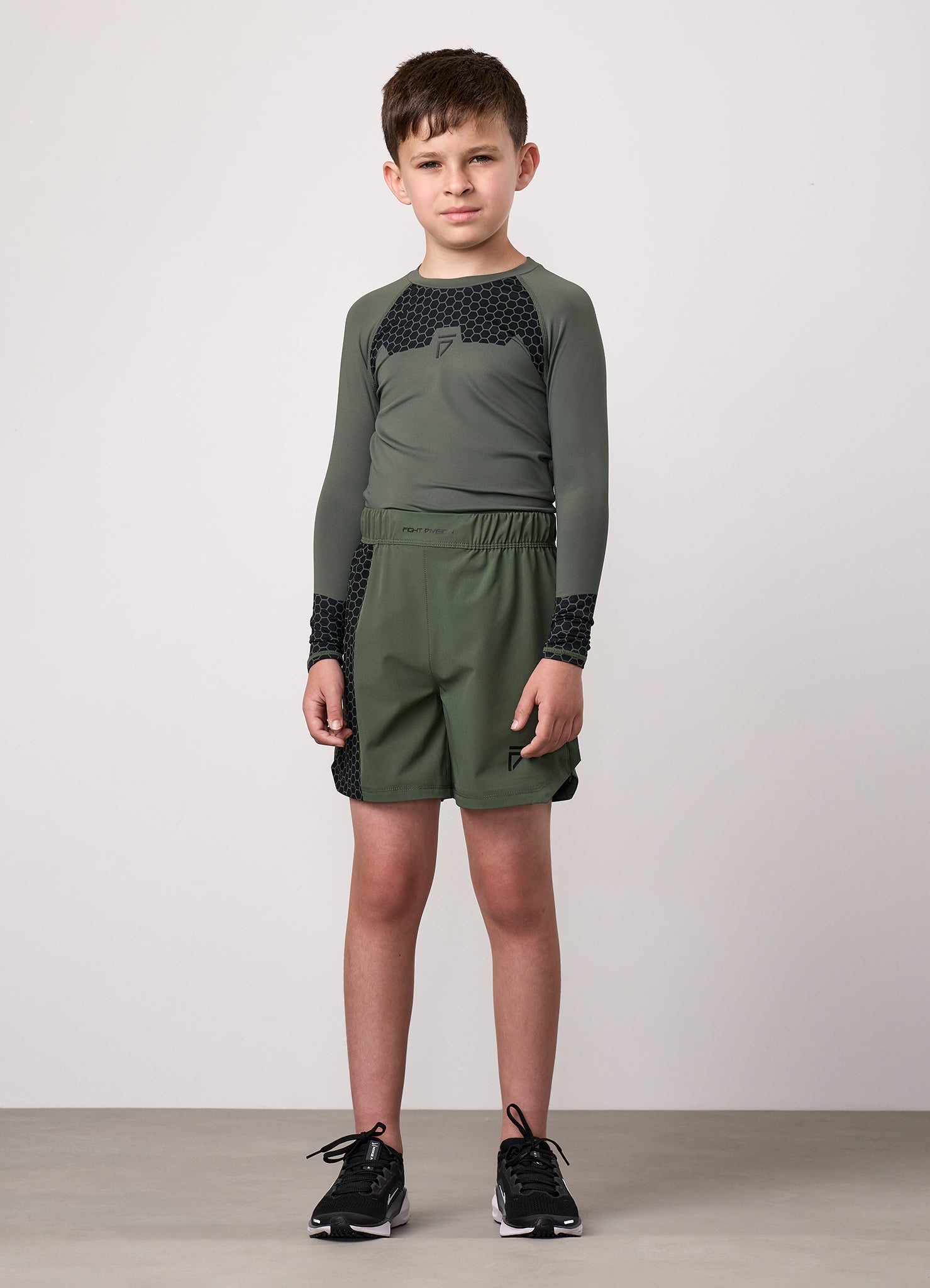 Gym King Kids Combat Long Sleeve Rash Guard - Deep Olive