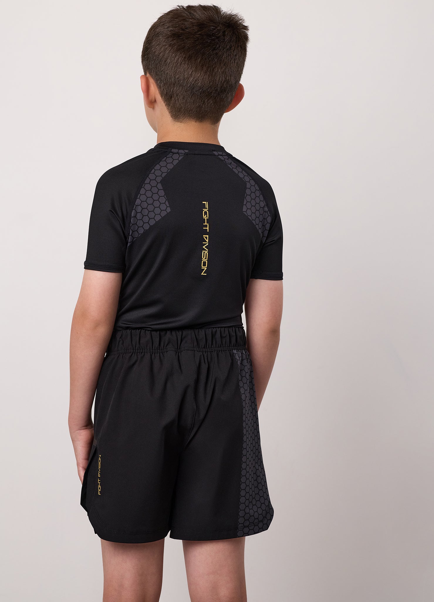 Gym King Kids Fight Division Combat Short Sleeve Rash Guard - Black
