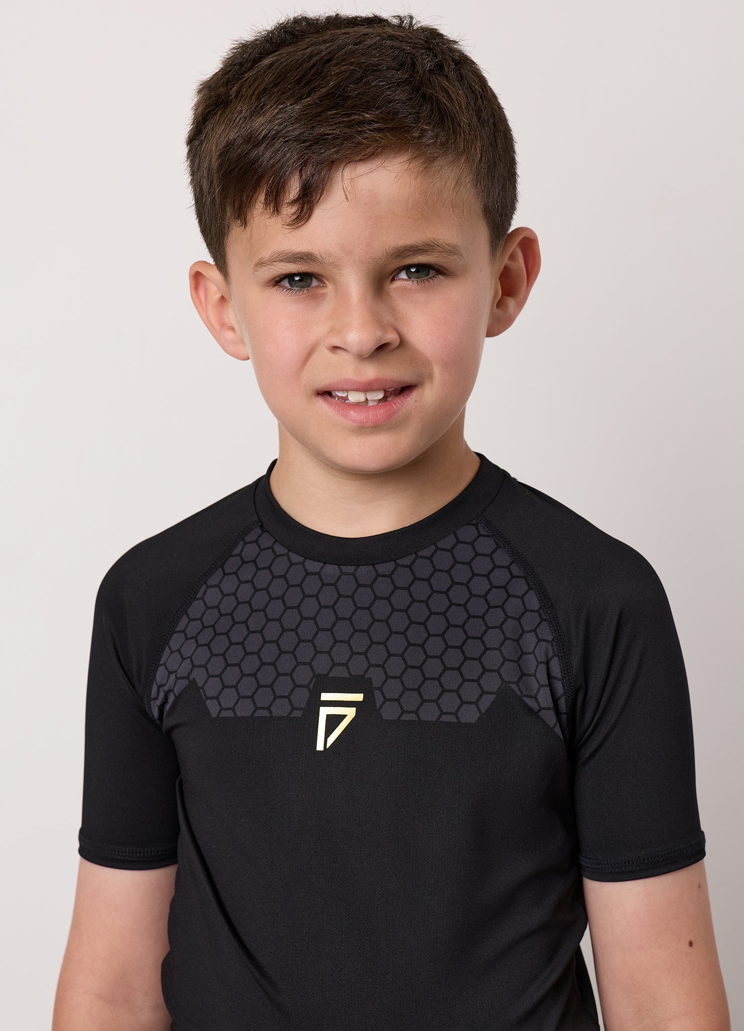Gym King Kids Combat Short Sleeve Rash Guard - Black