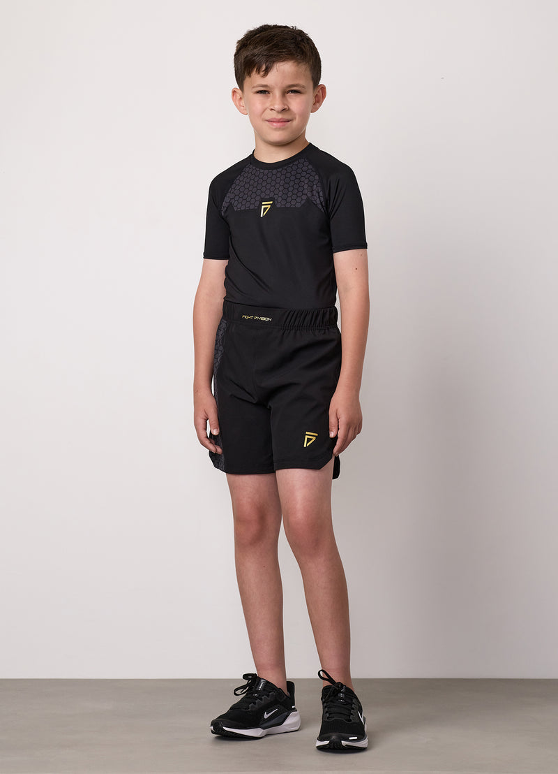 Gym King Kids Combat Short Sleeve Rash Guard - Black