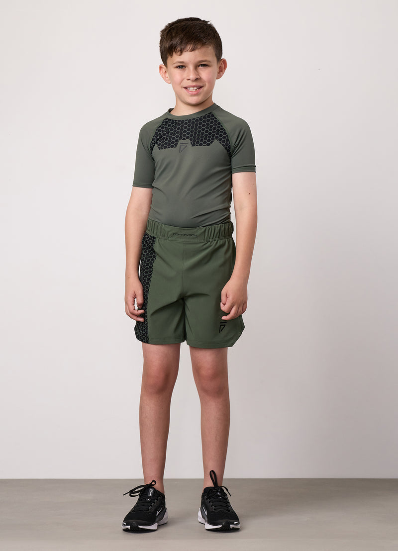 Gym King Kids Combat Short Sleeve Rash Guard - Deep Olive