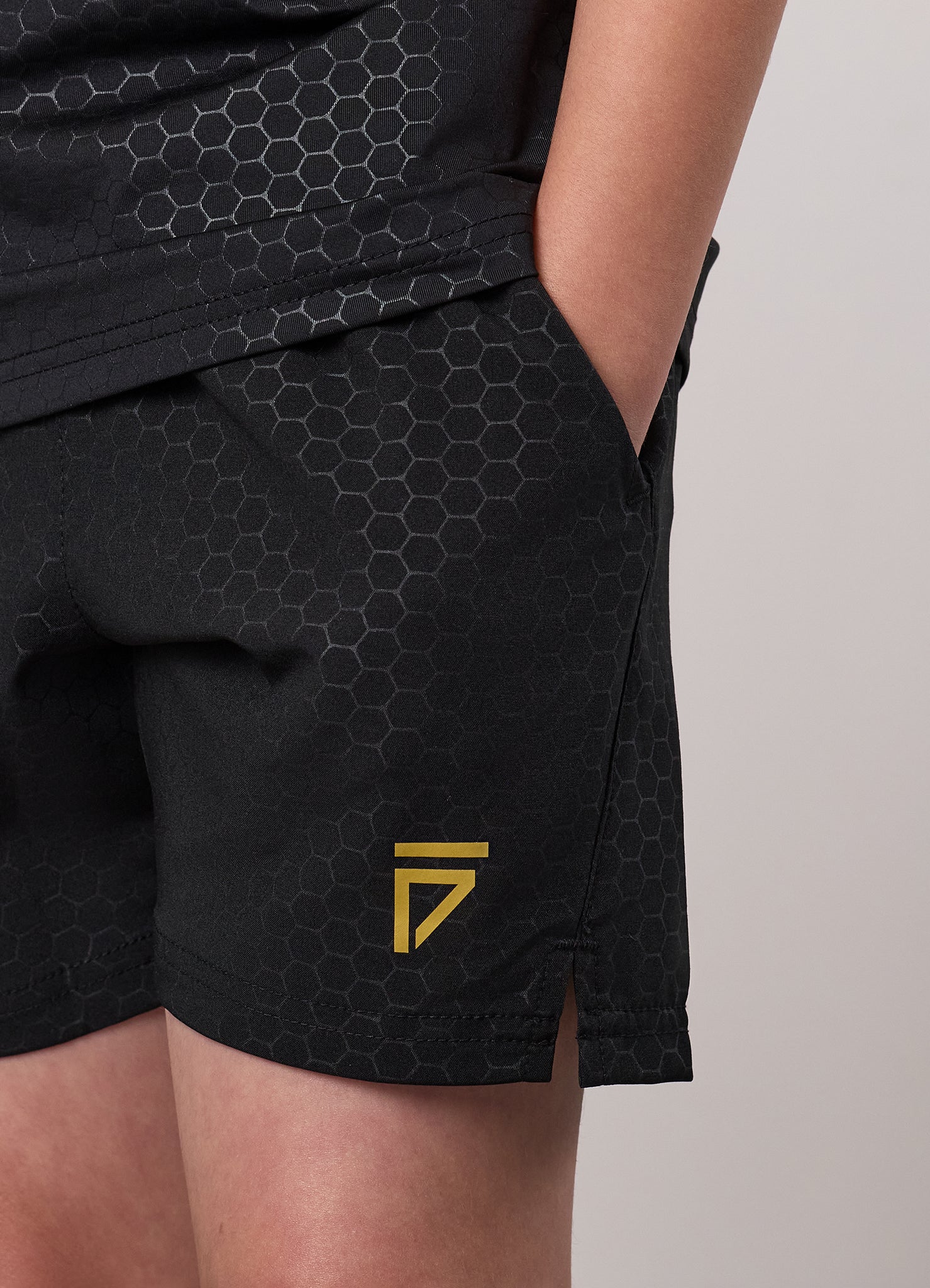 Gym King Kids Fight Division Debossed Training Short - Black