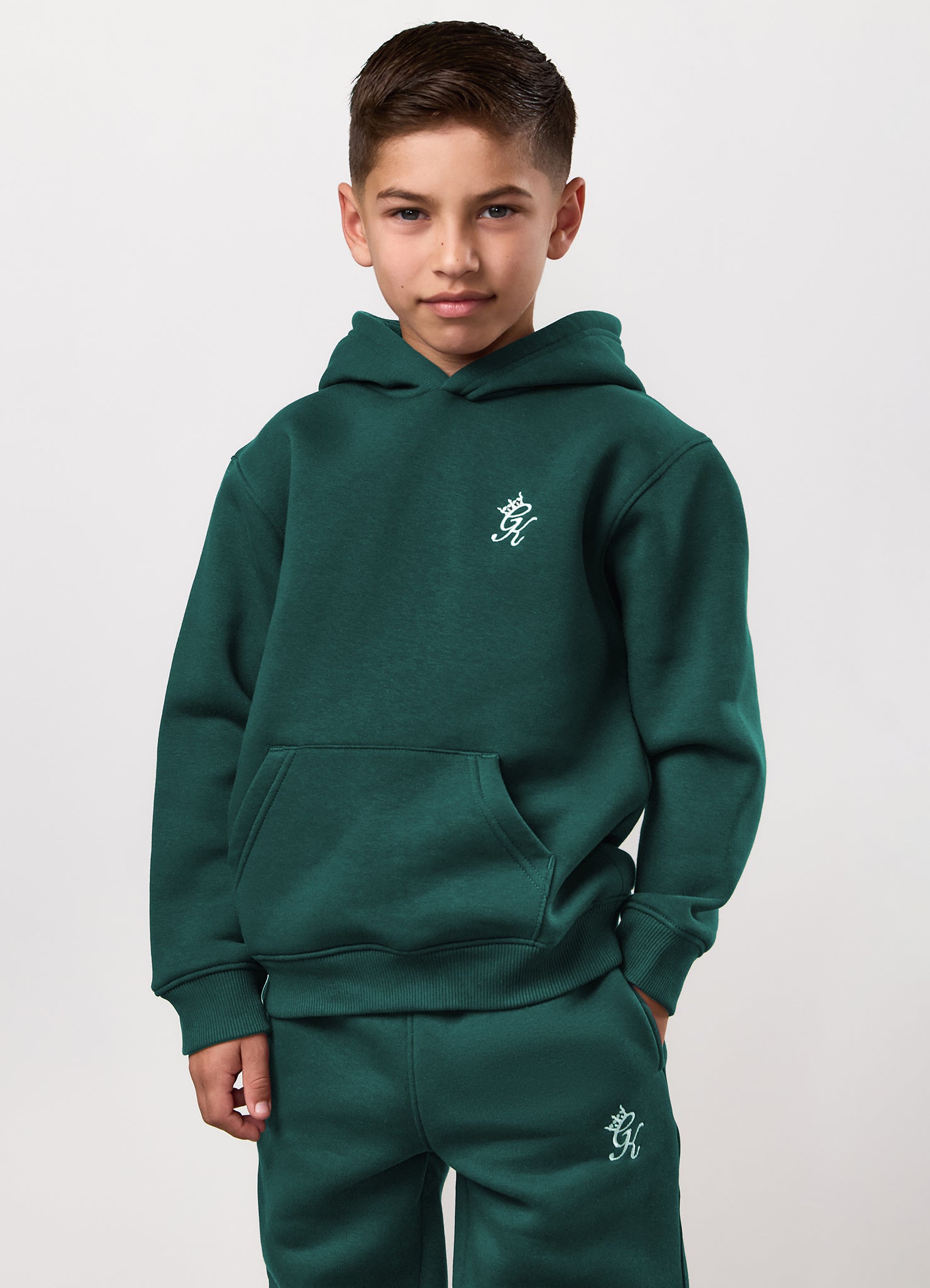 Gym King Younger Kids Fundamental Hoodie - Deep Forest Green