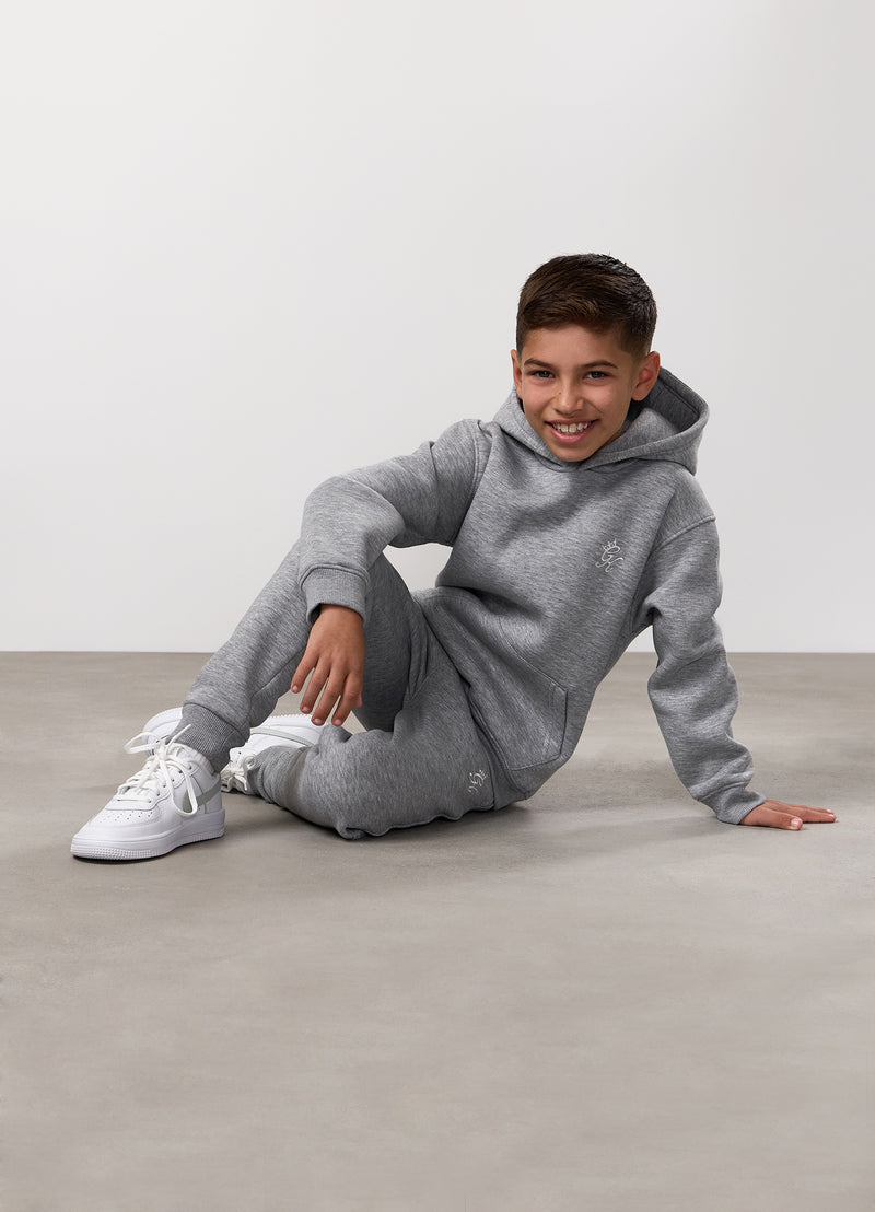 Gym King Kids Fundamental Hood Tracksuit - Grey Marl
