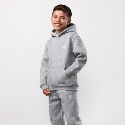 Gym King Kids Fundamental Hood Tracksuit - Grey Marl