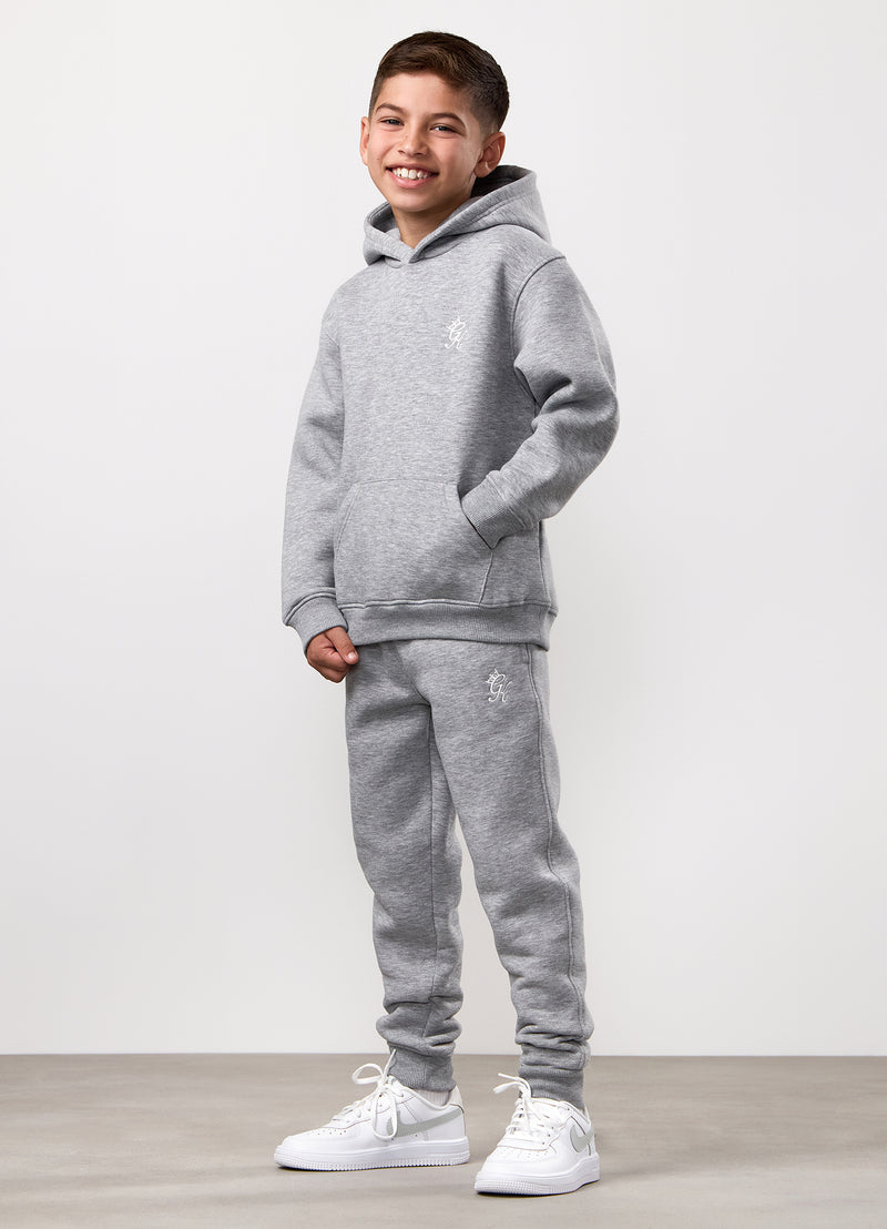 Gym King Kids Fundamental Hood Tracksuit - Grey Marl