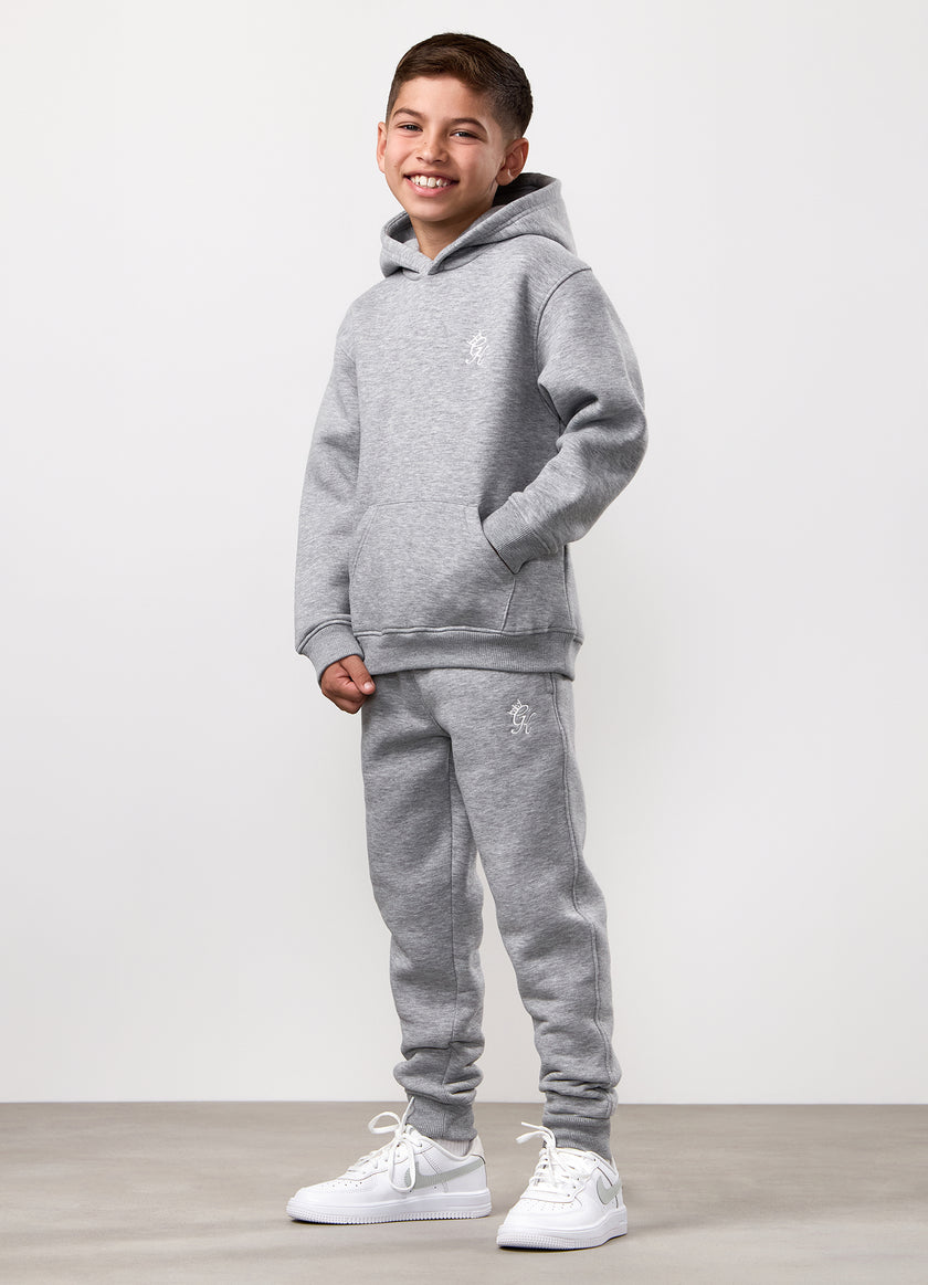 Gym King Kids Fundamental Hood Tracksuit - Grey Marl