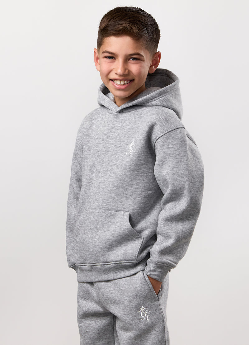 Gym King Kids Fundamental Hood Tracksuit - Grey Marl