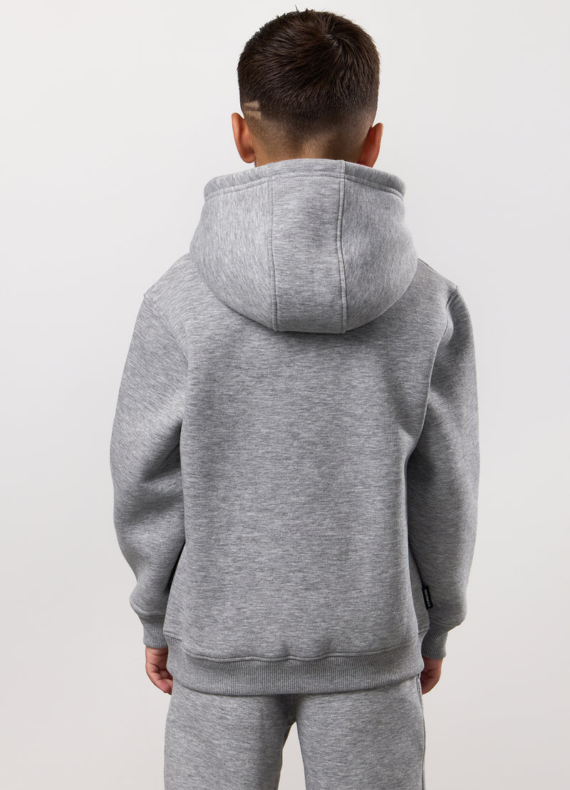 Gym King Kids Fundamental Hood Tracksuit - Grey Marl