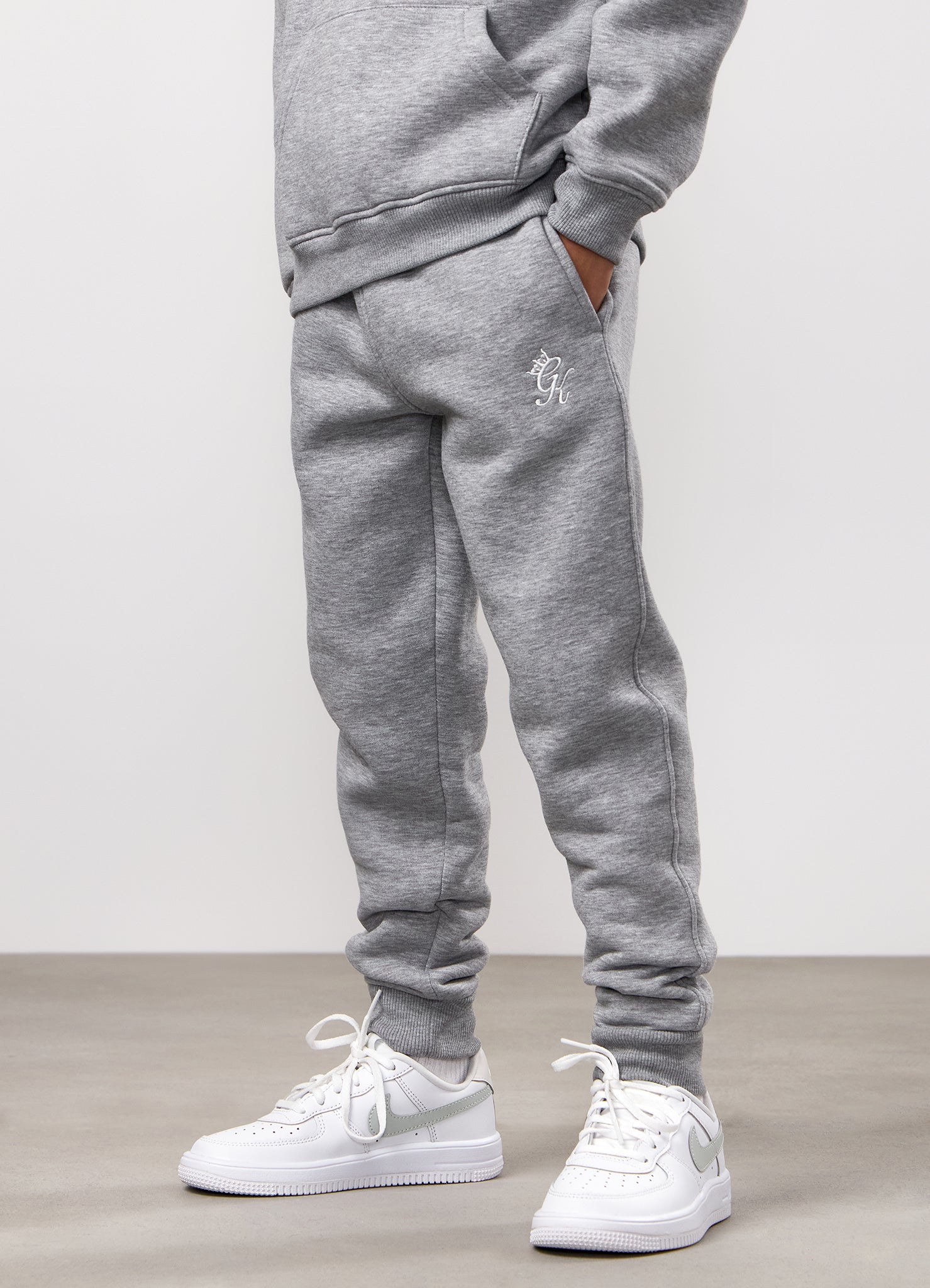 Gym King Kids Fundamental Hood Tracksuit - Grey Marl