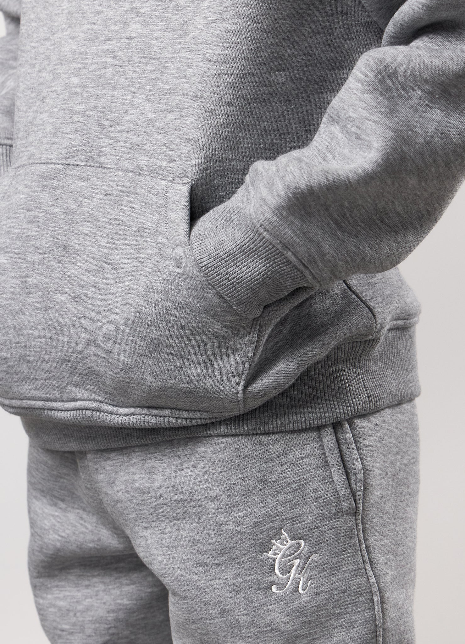 Gym King Kids Fundamental Hood Tracksuit - Grey Marl