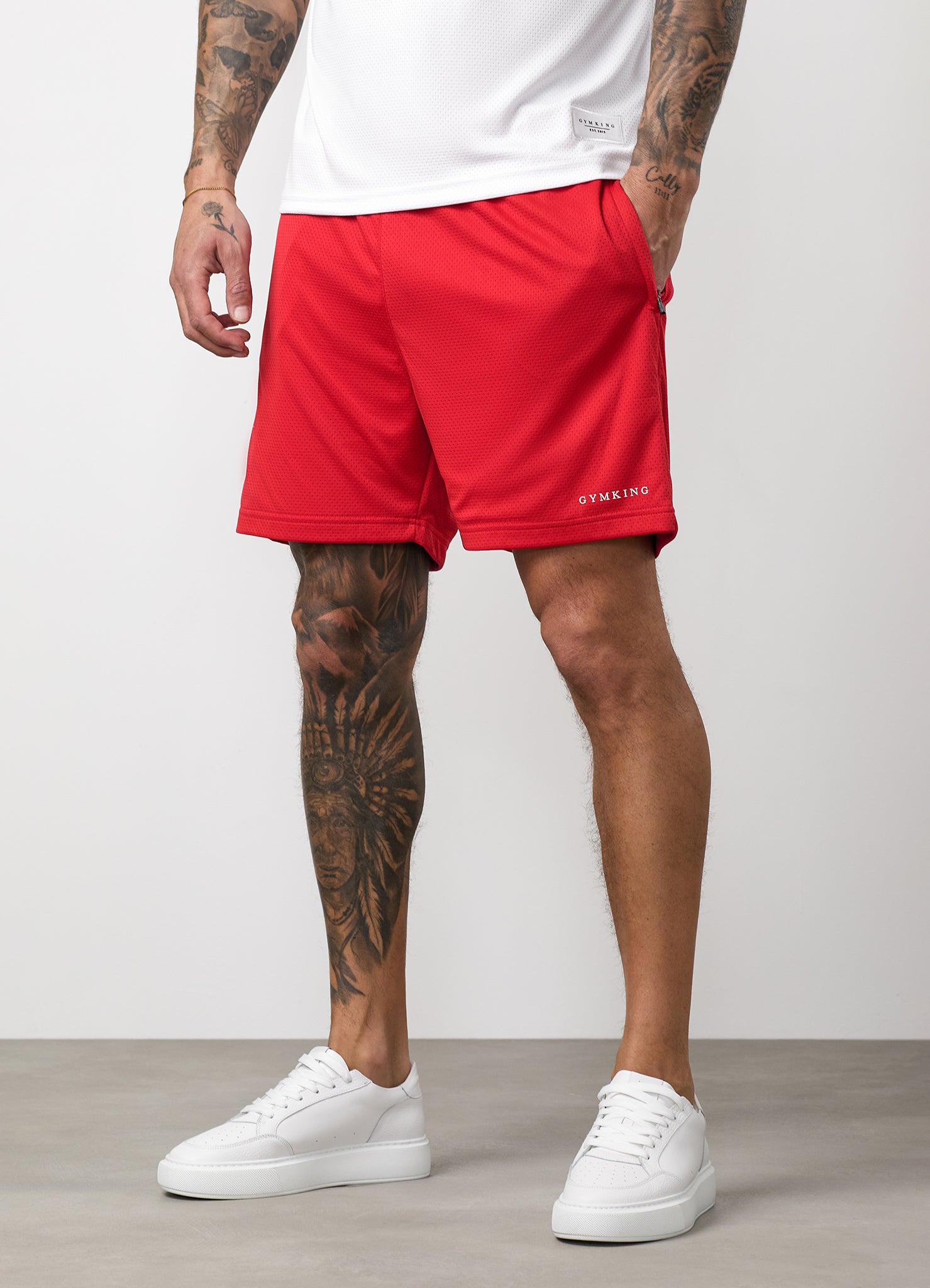 Gym King Brooklyn Mesh Short - Salsa/White