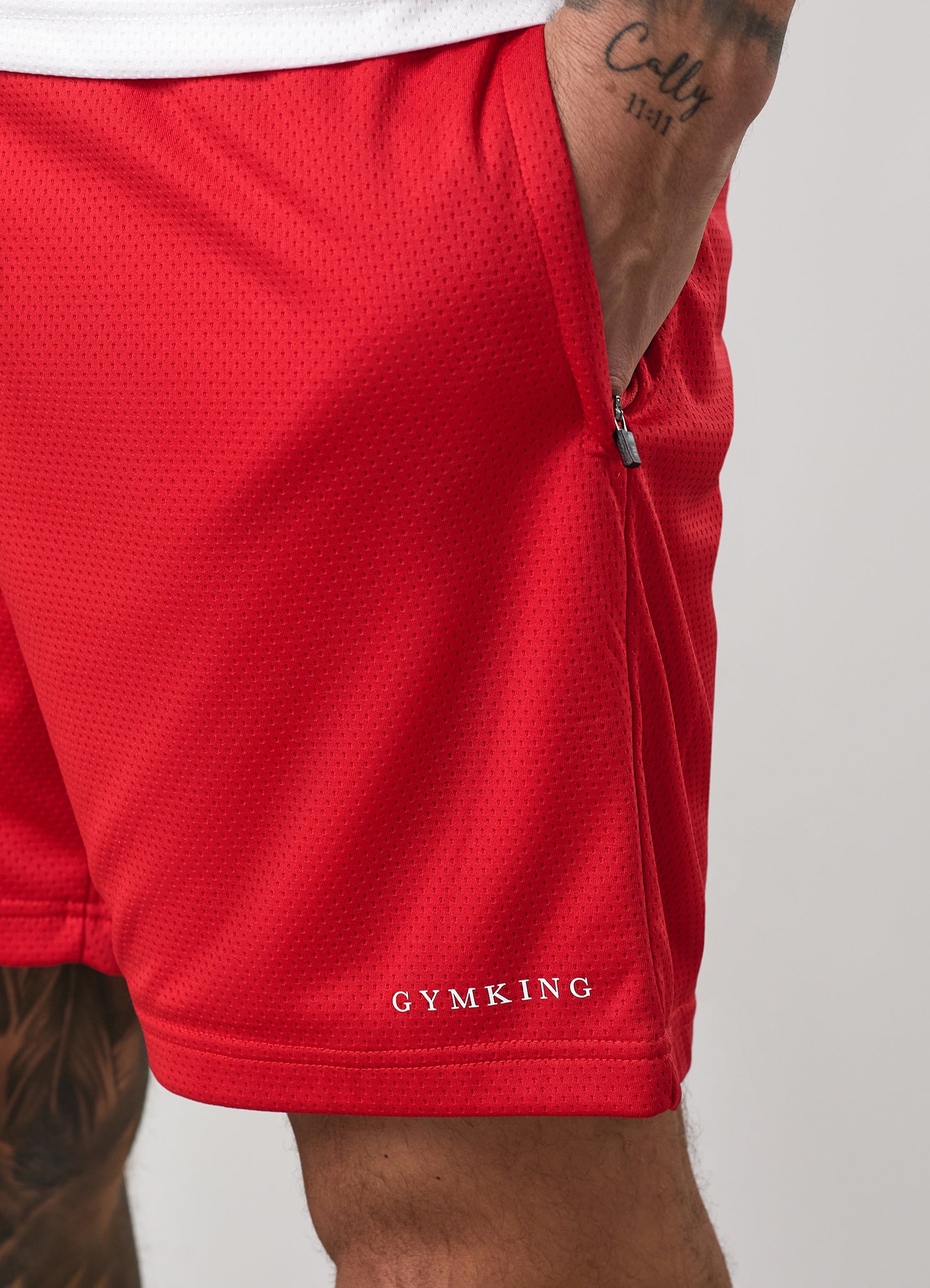 Gym King Brooklyn Mesh Short - Salsa/White