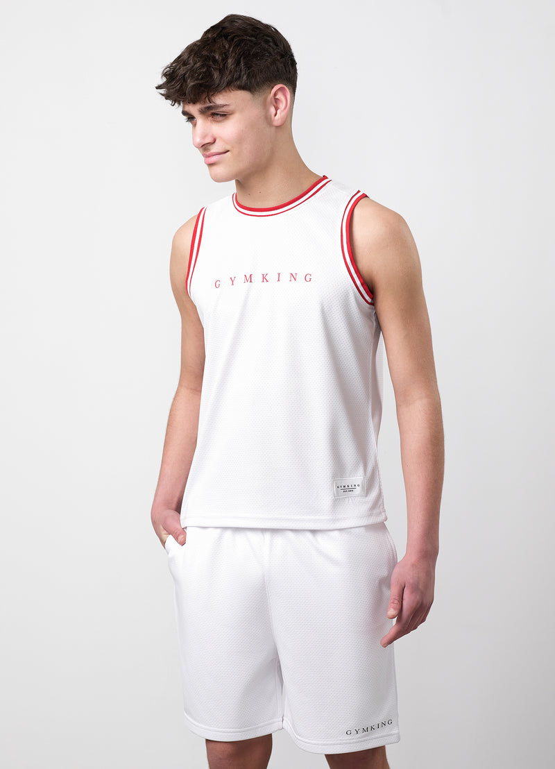 Gym King Older Kids Brooklyn Mesh Vest - White
