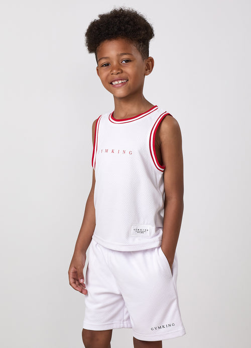 Gym King Younger Kids Brooklyn Mesh Vest - White