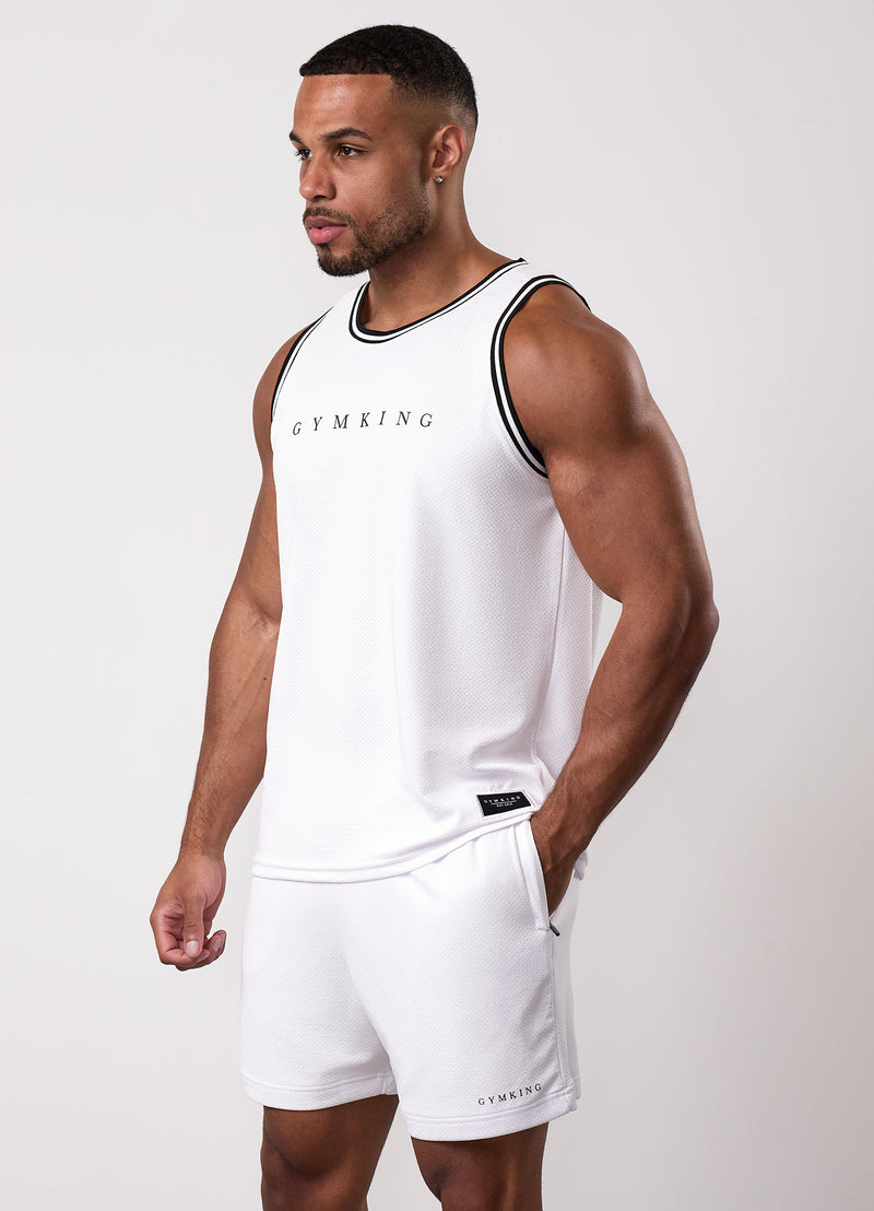 Gym King Brooklyn Mesh Vest - White