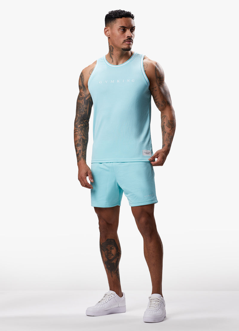 Gym King Brooklyn Mesh Vest - Aqua Blue