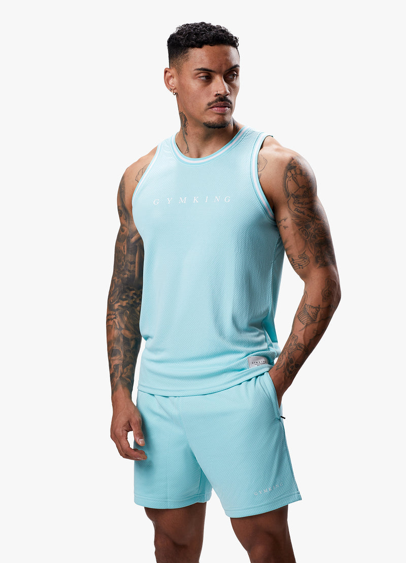 Gym King Brooklyn Mesh Vest - Aqua Blue