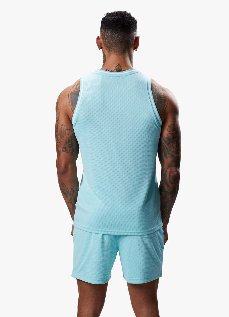 Gym King Brooklyn Mesh Vest - Aqua Blue