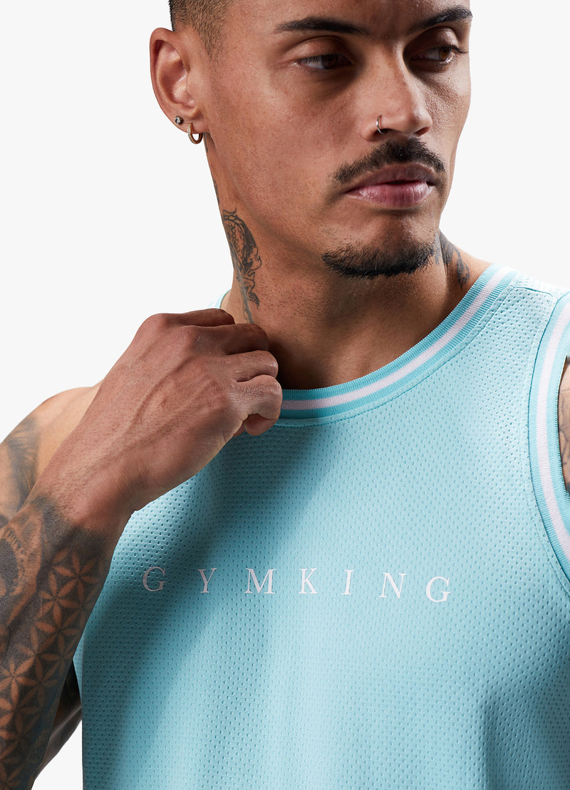 Gym King Brooklyn Mesh Vest - Aqua Blue