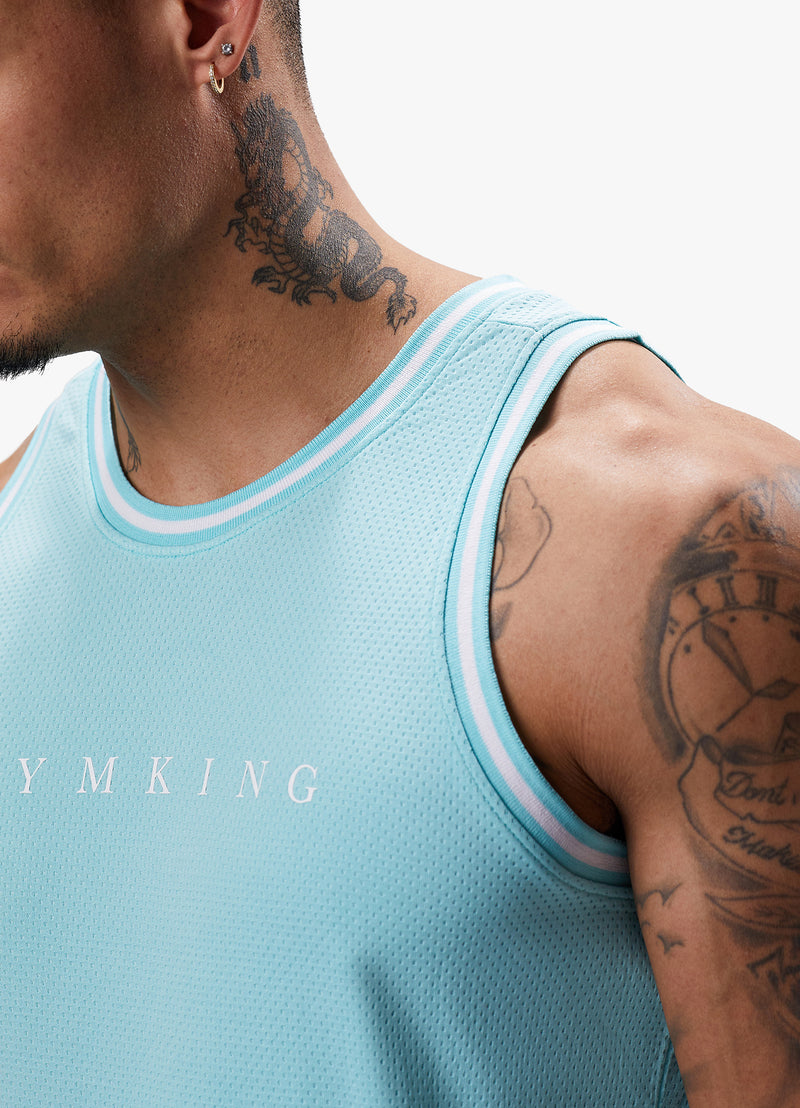 Gym King Brooklyn Mesh Vest - Aqua Blue