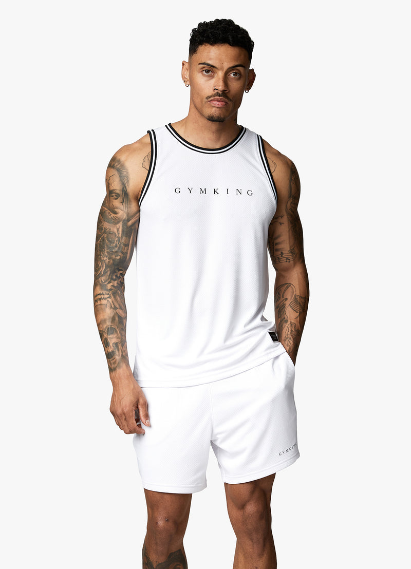 Gym King Brooklyn Mesh Vest - White