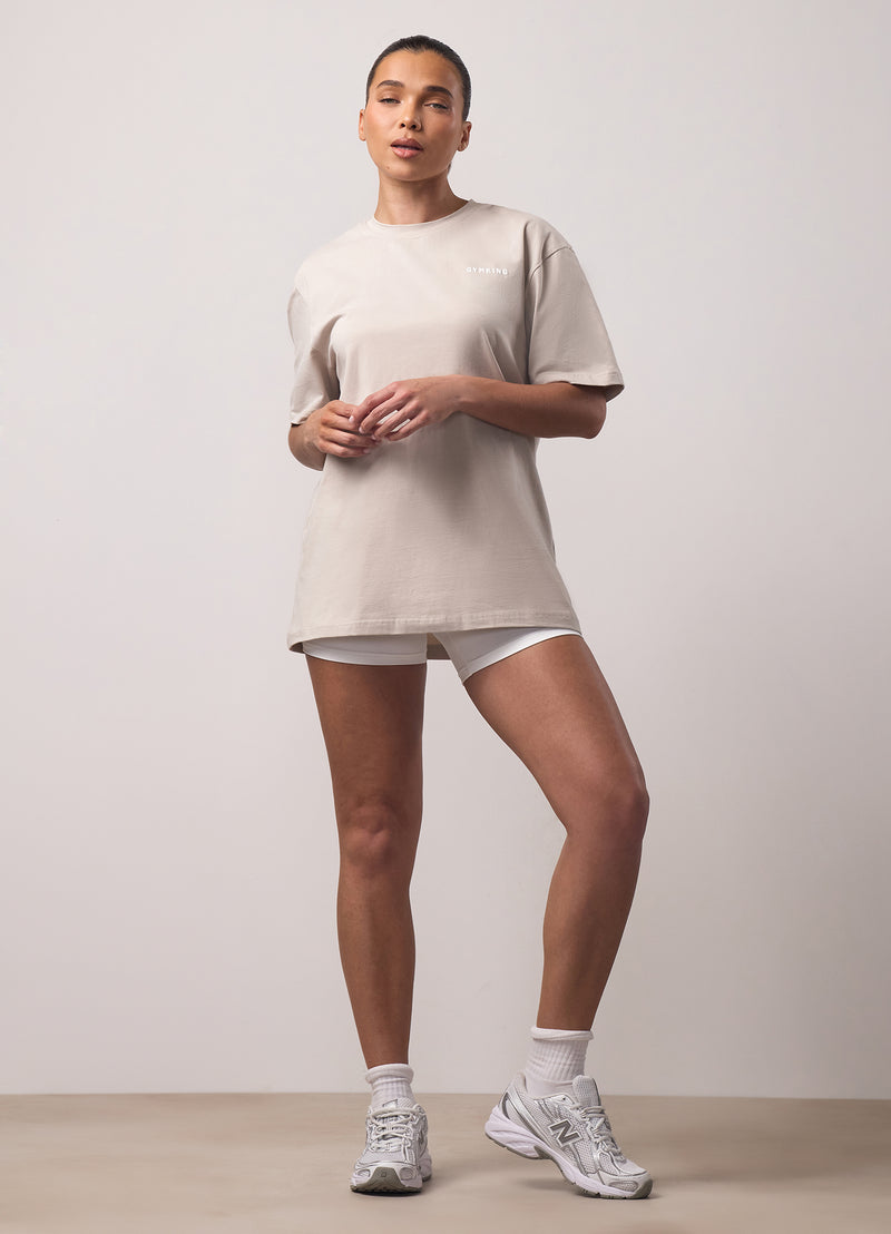 Gym King Challenge Boyfriend Tee - Light Stone