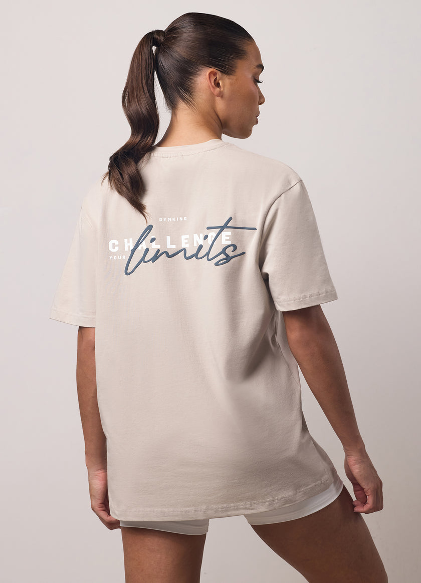 Gym King Challenge Boyfriend Tee - Light Stone