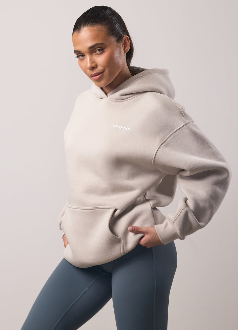 Gym King Challenge Relaxed Fit Hood - Light Stone