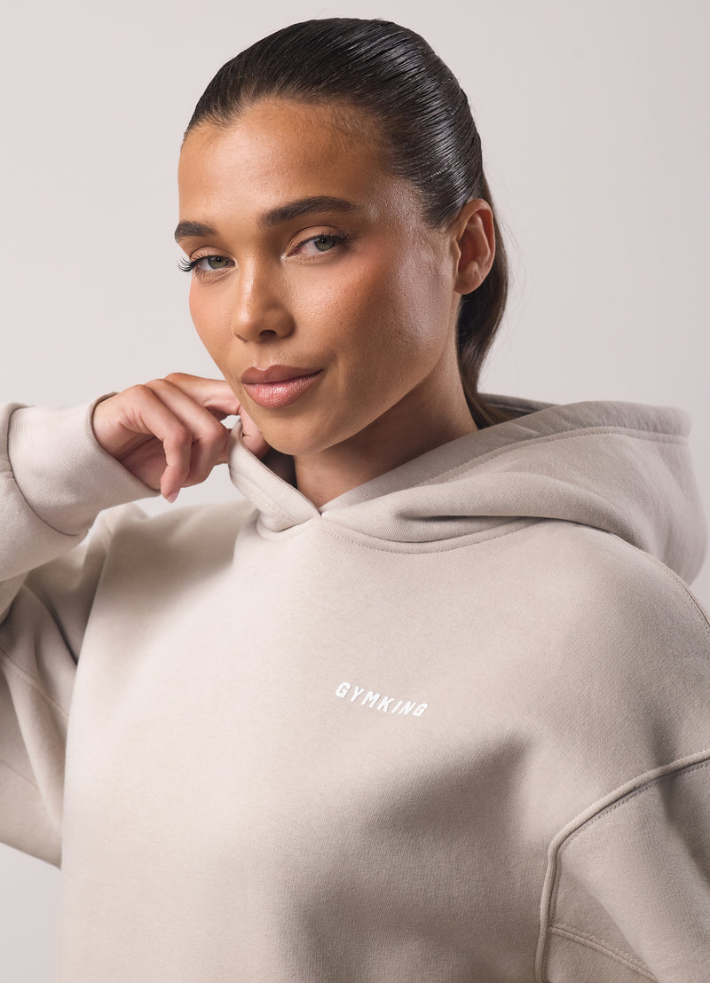 Gym King Challenge Relaxed Fit Hood - Light Stone