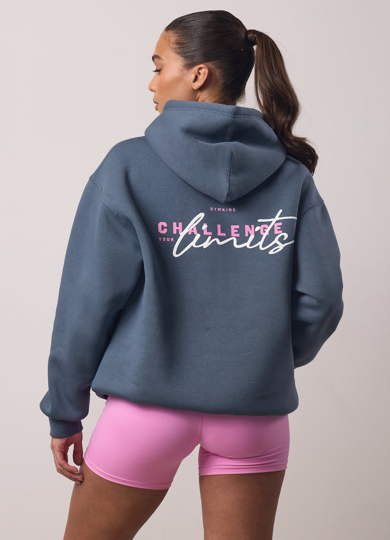 Gym King Challenge Relaxed Fit Hood - Storm Blue