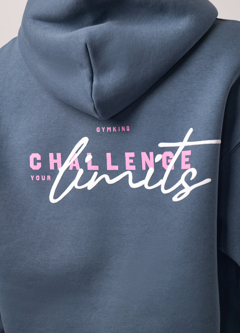 Gym King Challenge Relaxed Fit Hood - Storm Blue