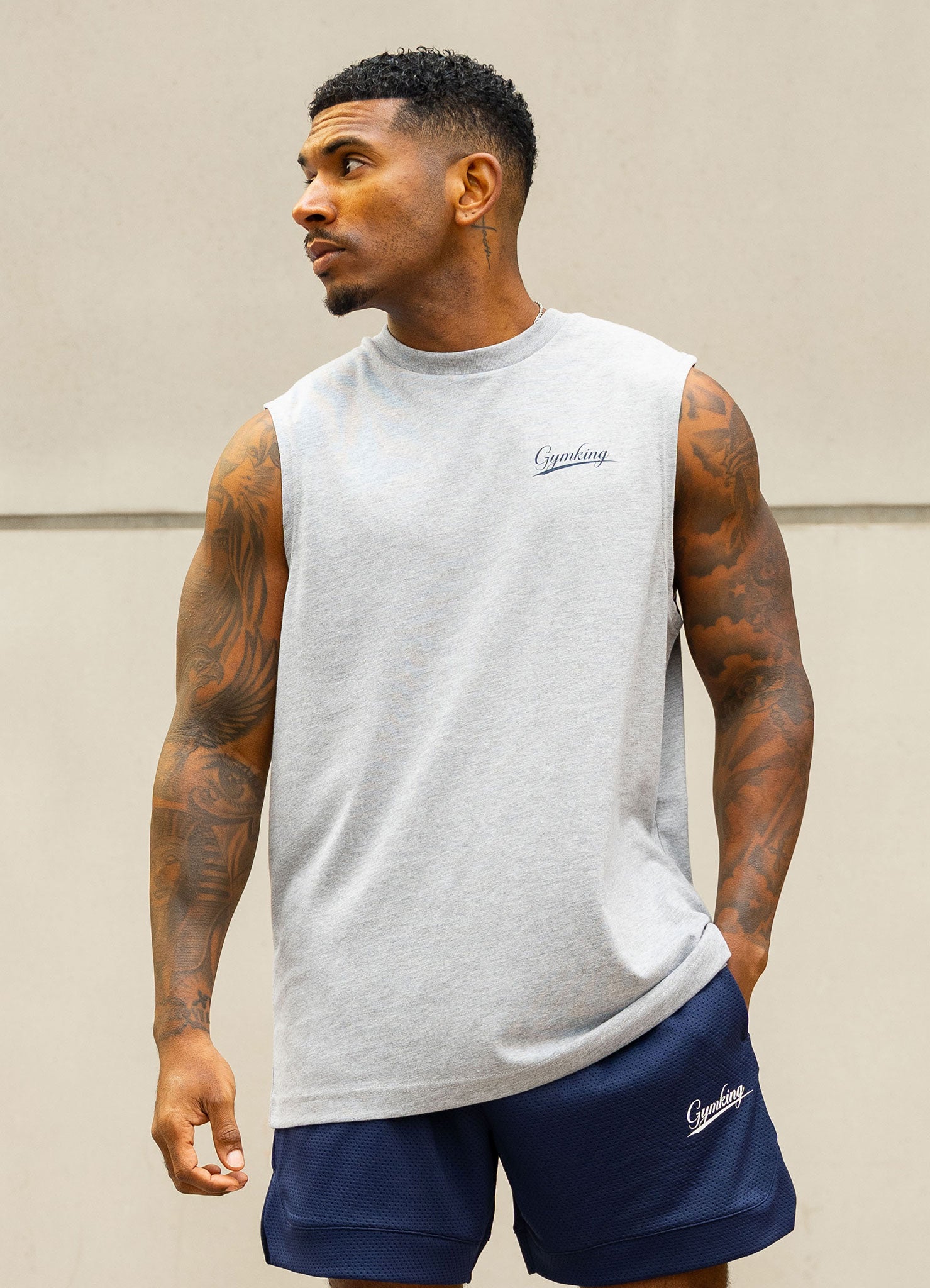 Gym King College Jersey Tank - Grey Marl