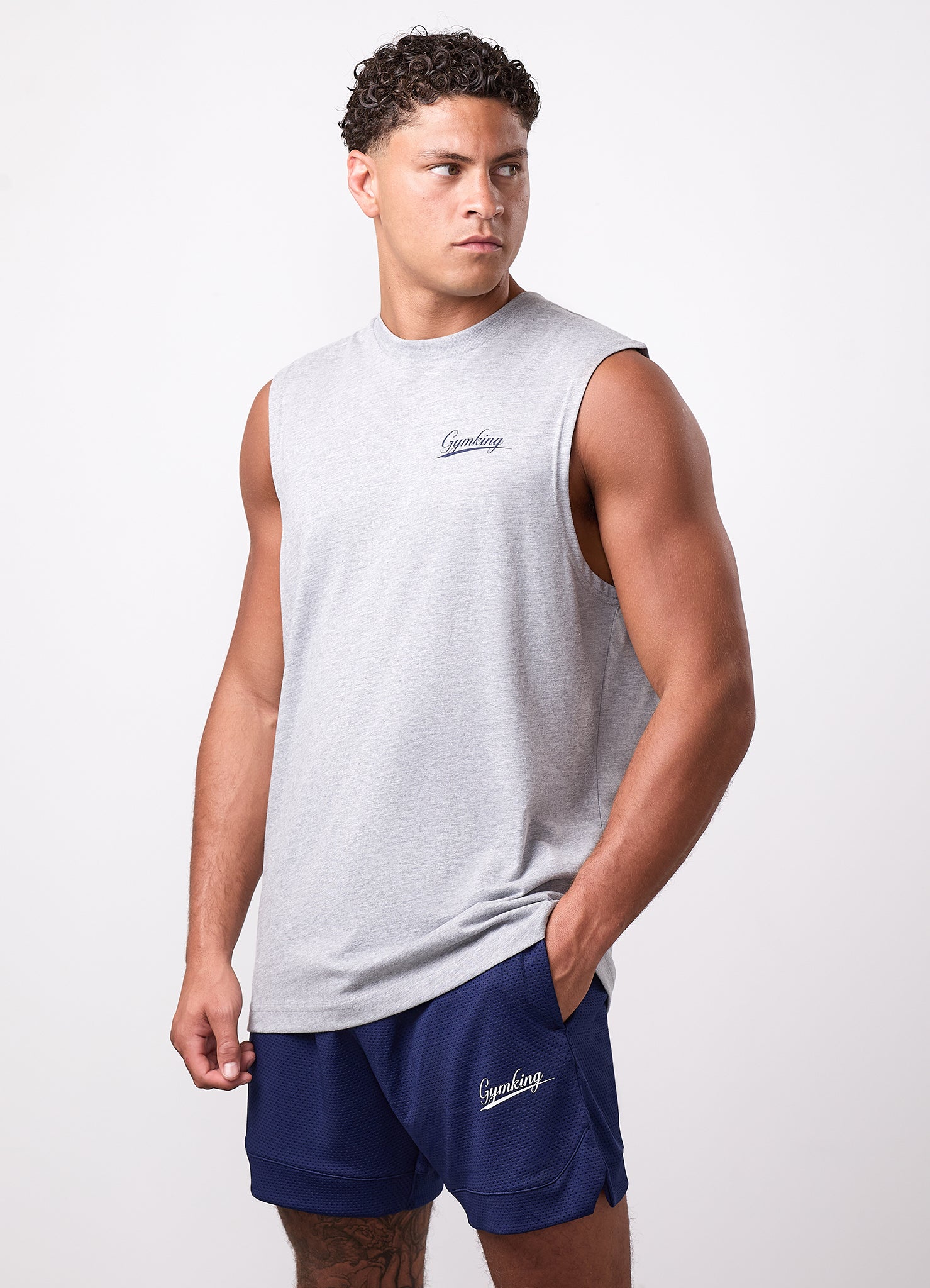 Gym King College Jersey Tank - Grey Marl