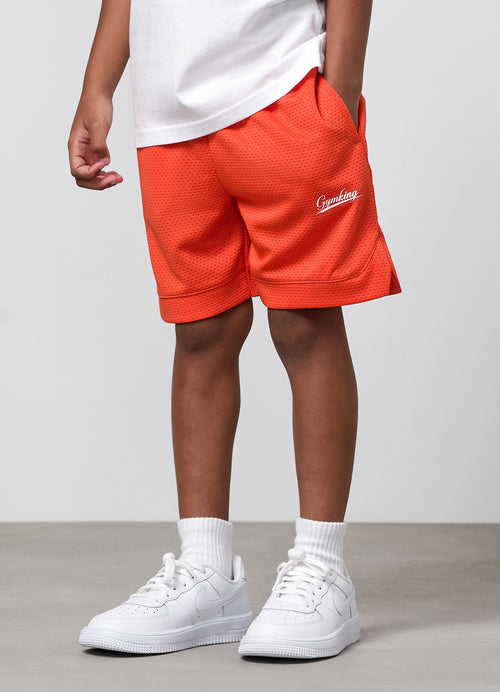 Gym King Older Kids College Mesh Short - Lava Orange