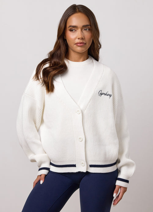 Gym King Gebreid vest in college-stijl - Crème